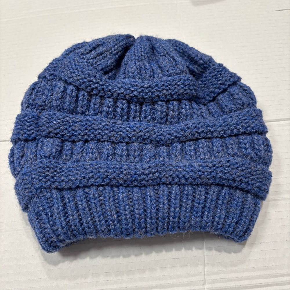 FURTALK  Blue Knit Lined Beanie Unisex Men Women - Picture 2 of 6